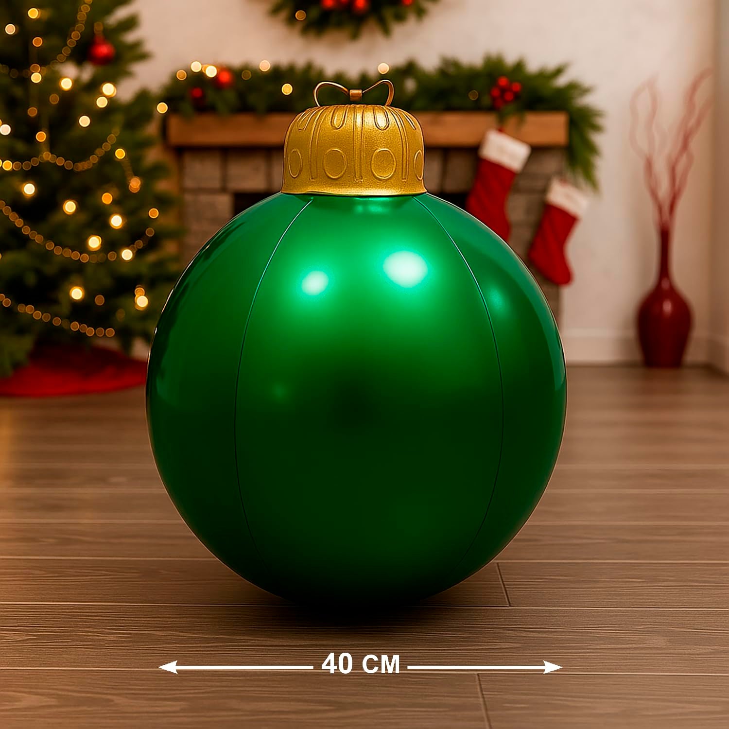 Bola Inflable de Navidad Gigante, PVC, Impermeable, Verde, 40 cm - 2
