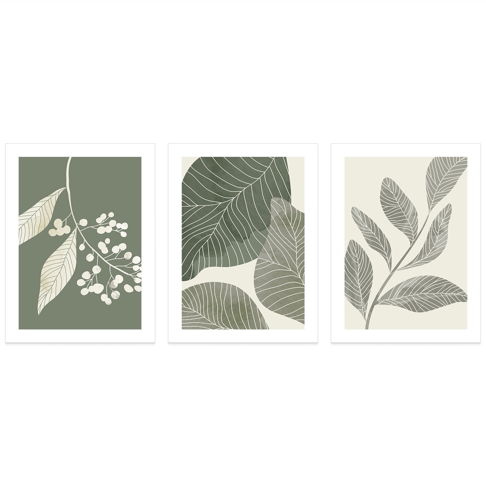 Lot de 3 Affiches / Posters Triptyque - Feuilles 3617689990811 - Photo pleine page - 3 Affiches - 30x40 cm (Cadres non fournis) - 3