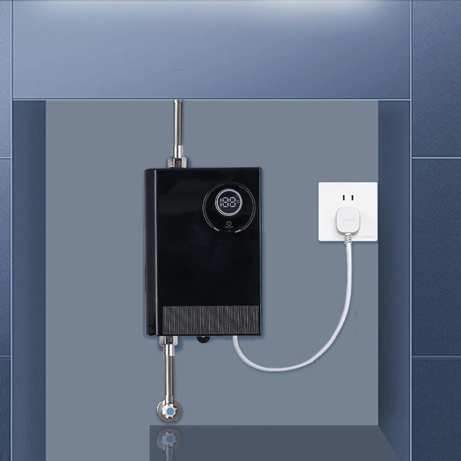 Aquecedor de água elétrico sem tanque, aquecedor de água instantâneo para instalação sob a pia com visor digital (preto). - 2