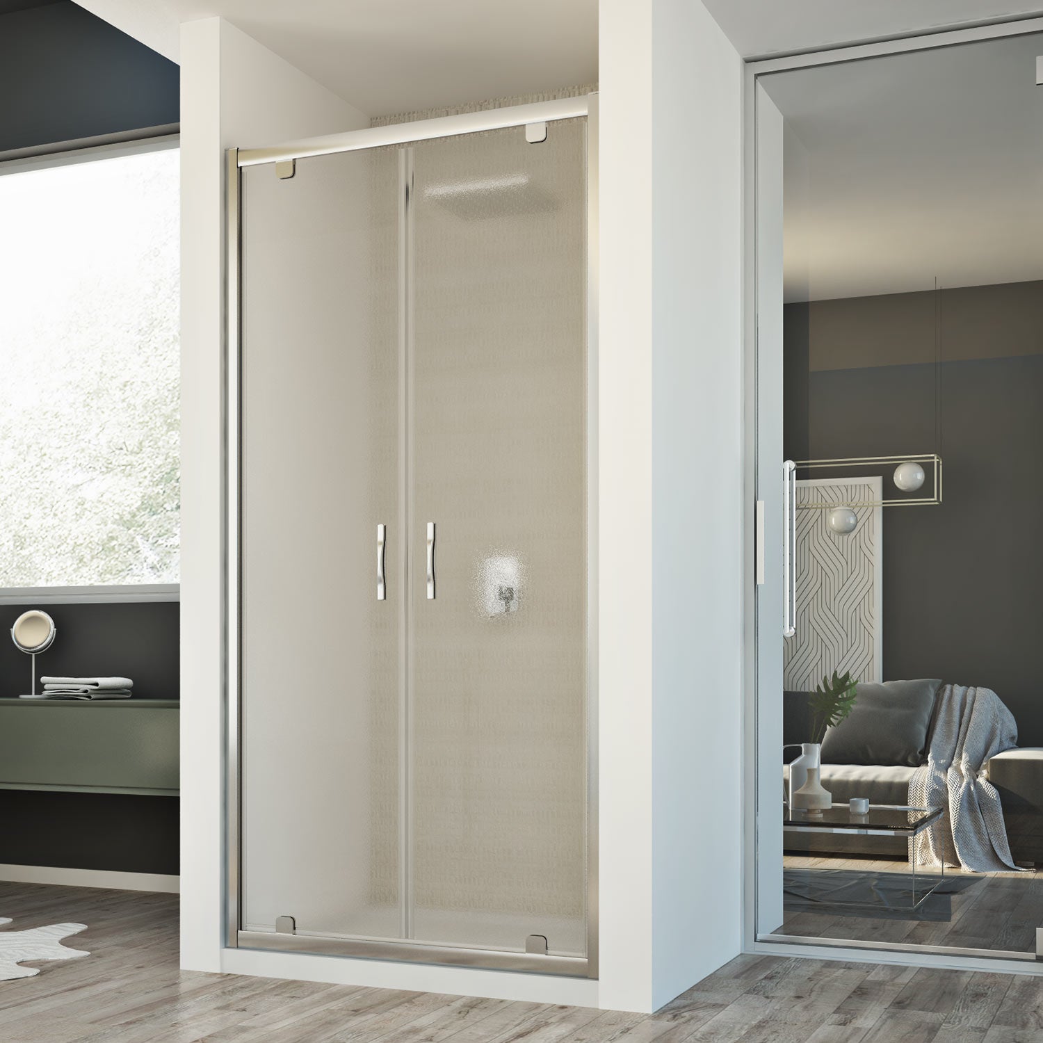 Porte paroi douche 130 CM H198 mod. Cristal 2 Portes Opaque | Leroy Merlin