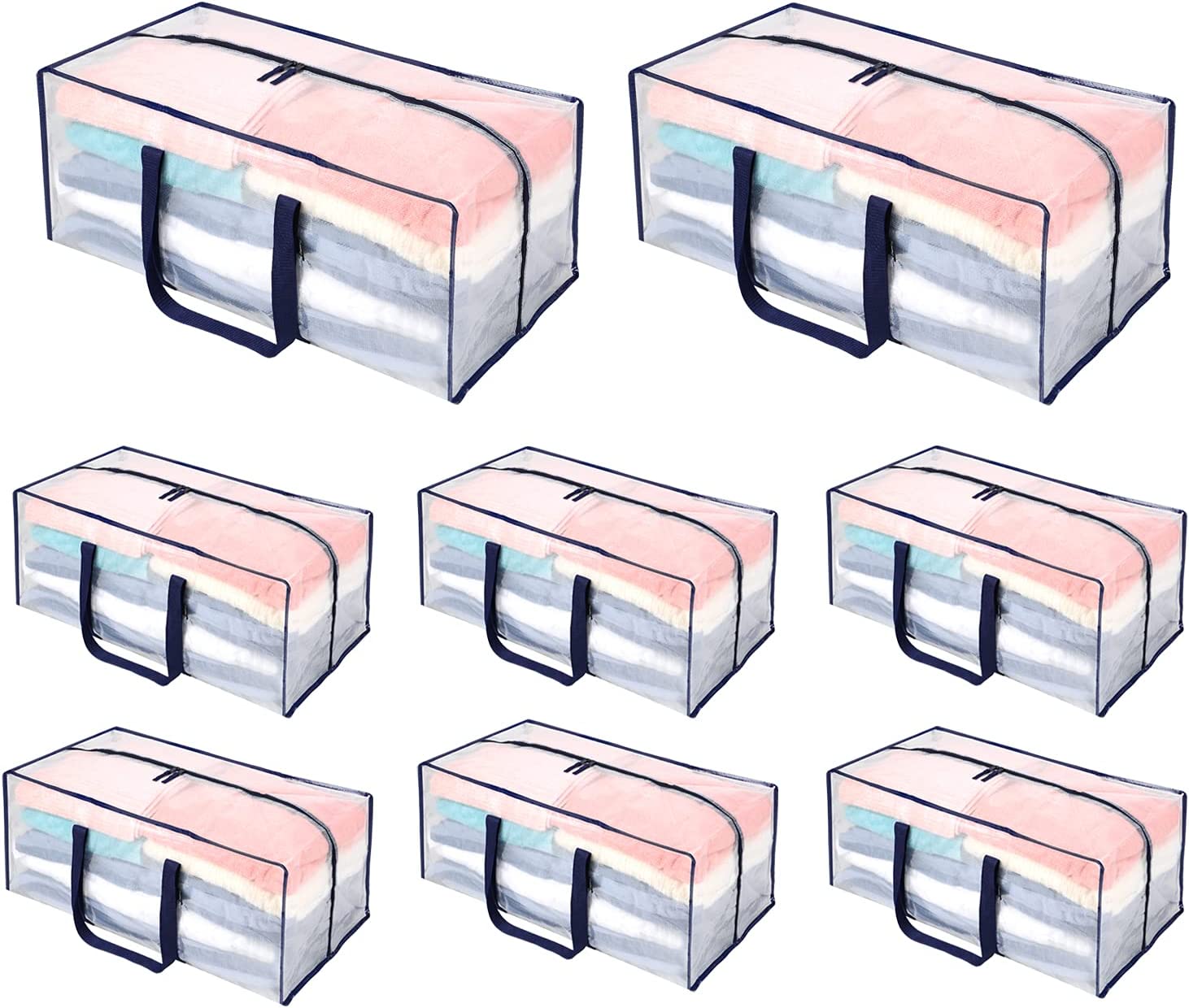 Lot De 6 Sac De Rangement Extra Larges Et Résistants, Fermeture Eclair