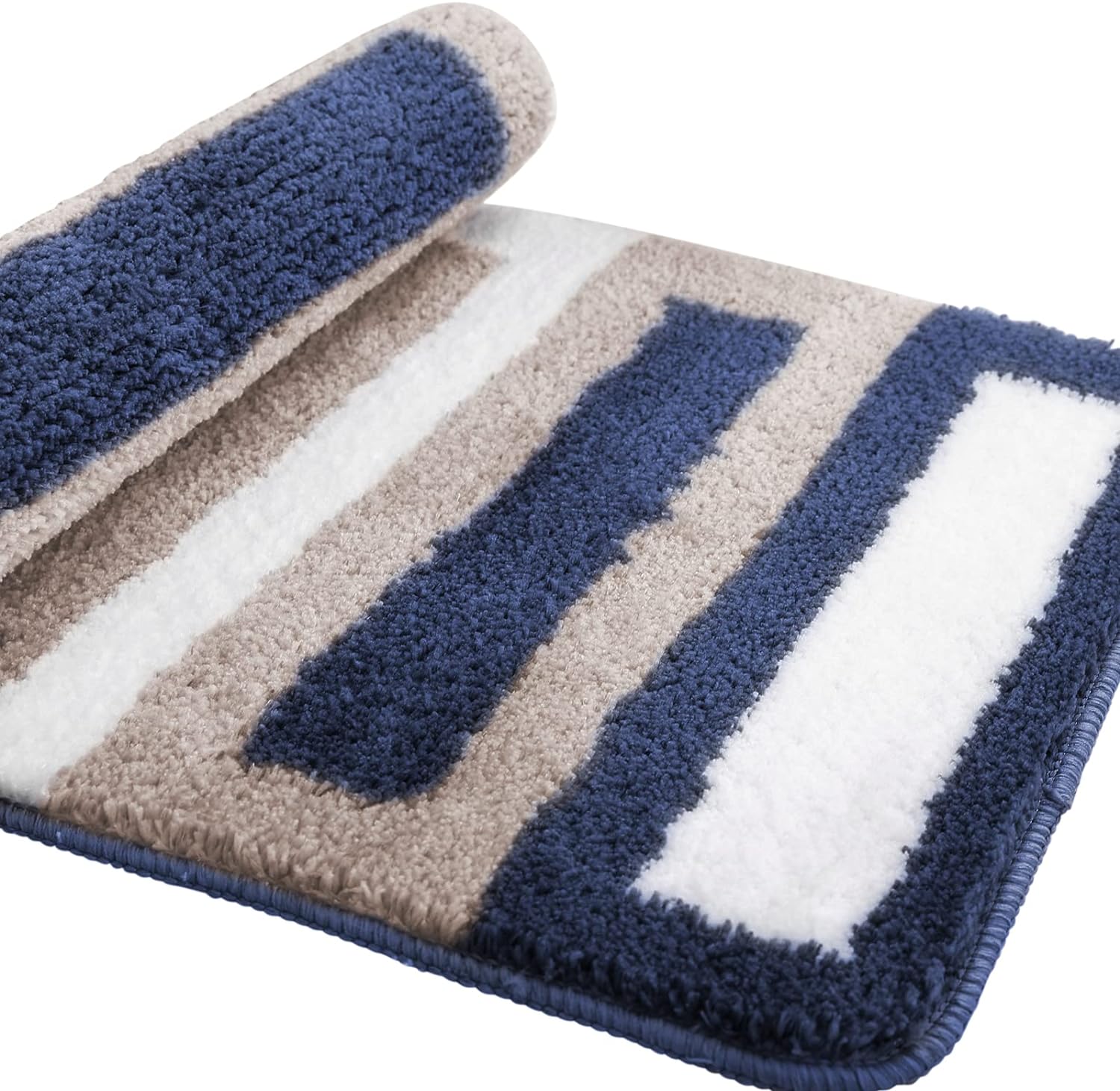SOANNY Lot De 2 Tapis De Bain Antidérapants Microfibre - 50x80 Cm & 50x50 Cm - Bleu - Épais, Absorbants, Lavables En Machine