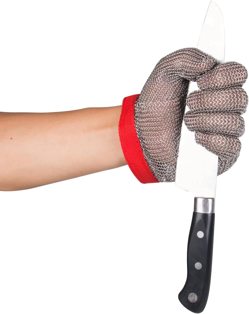 Guantes de malla de acero inoxidable, resistentes a cortes y cuchillos, para trabajos de corte, talla M (1 pieza) - 2