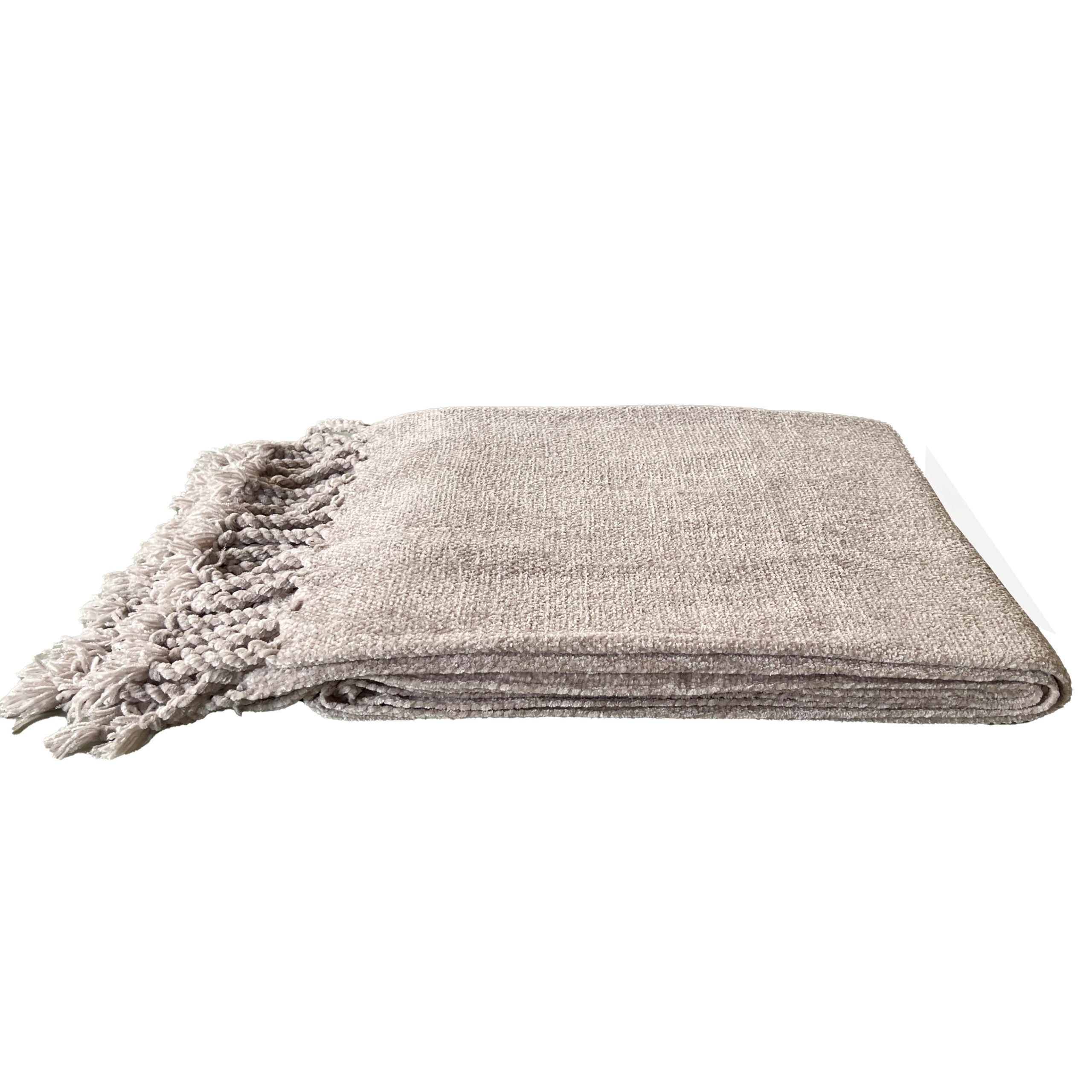 Coperta singola in ciniglia beige con frange 130x170 cm Leroy Merlin