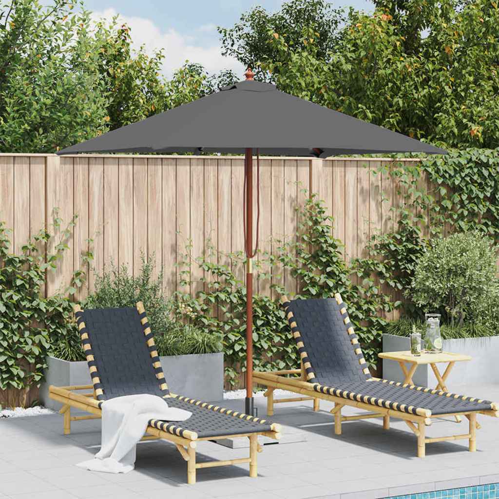 VidaXL Ombrellone Da Giardino In Legno Rosso Borgogna - 3.5m X 2.4m, Con Sistema A Puleggia