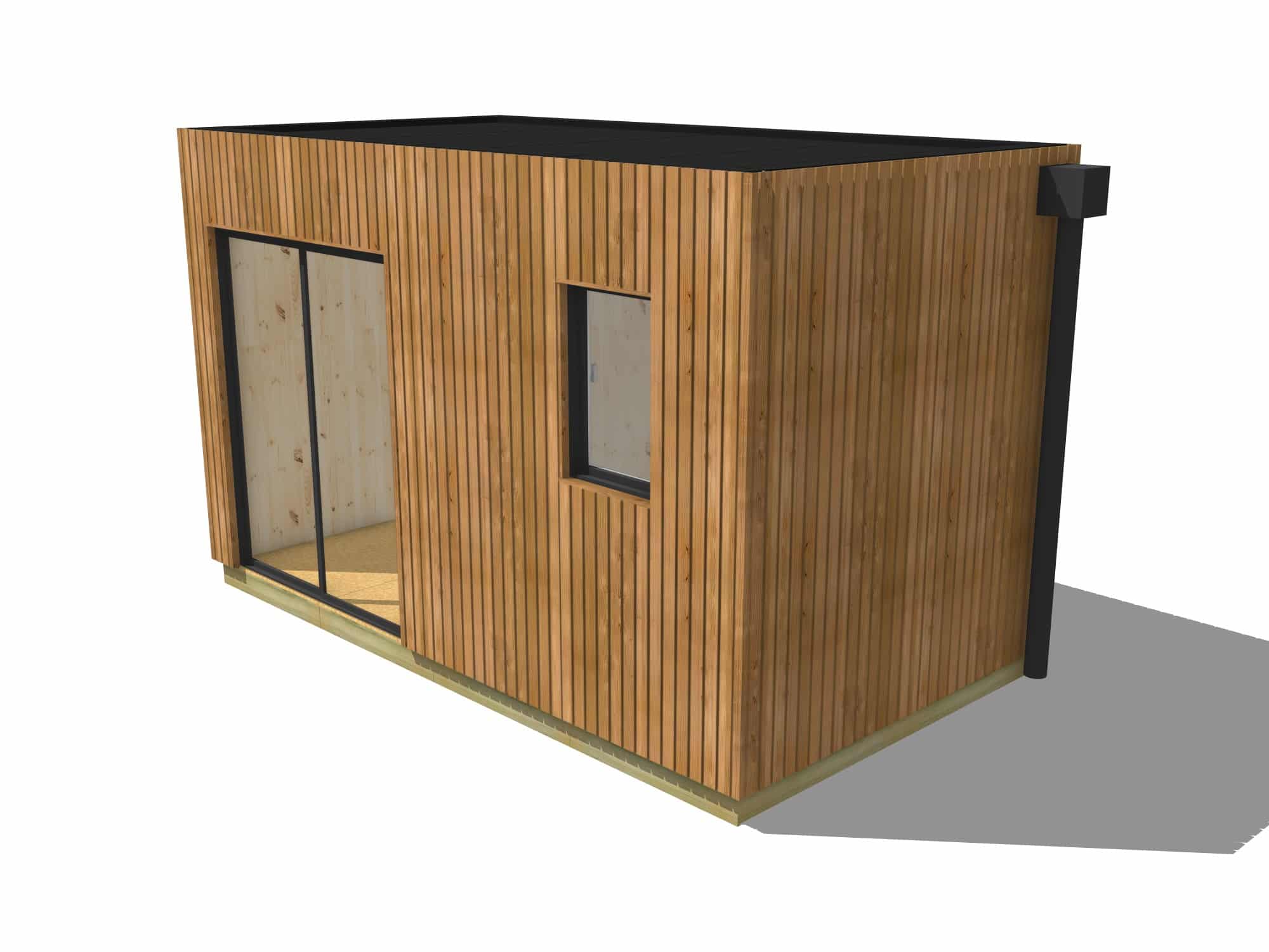Studio de jardin habitable en bois 4,4 x 2,4 x 2,7 m avec plancher isolé - 2
