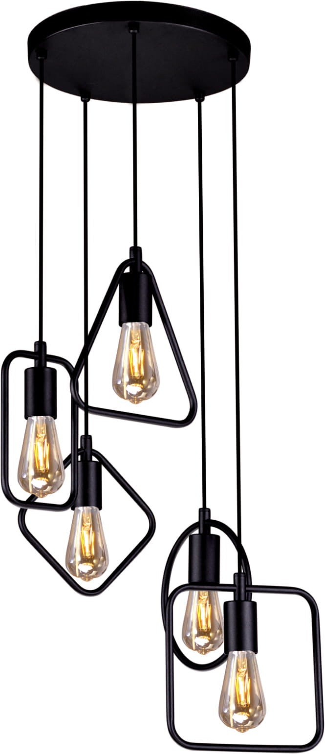 Lampa wisząca Geo czarna 5xE27x60W wym: 95 x 40 x 40 cm metal Kaja