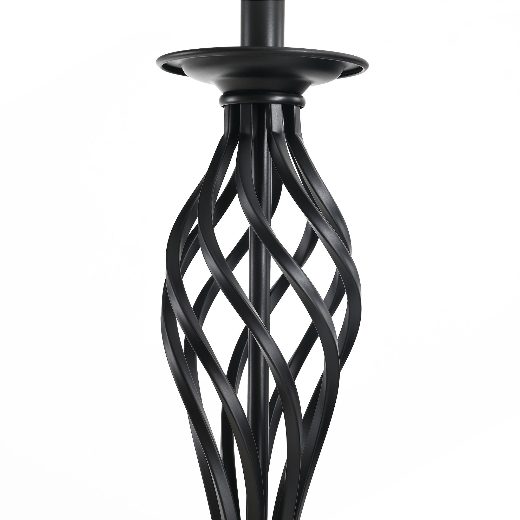 Zestaw 3 czarno-białych lamp w stylu vintage, 2 lampy stołowe i 1 lampa podłogowa, metal i bawełna do salonu - 4