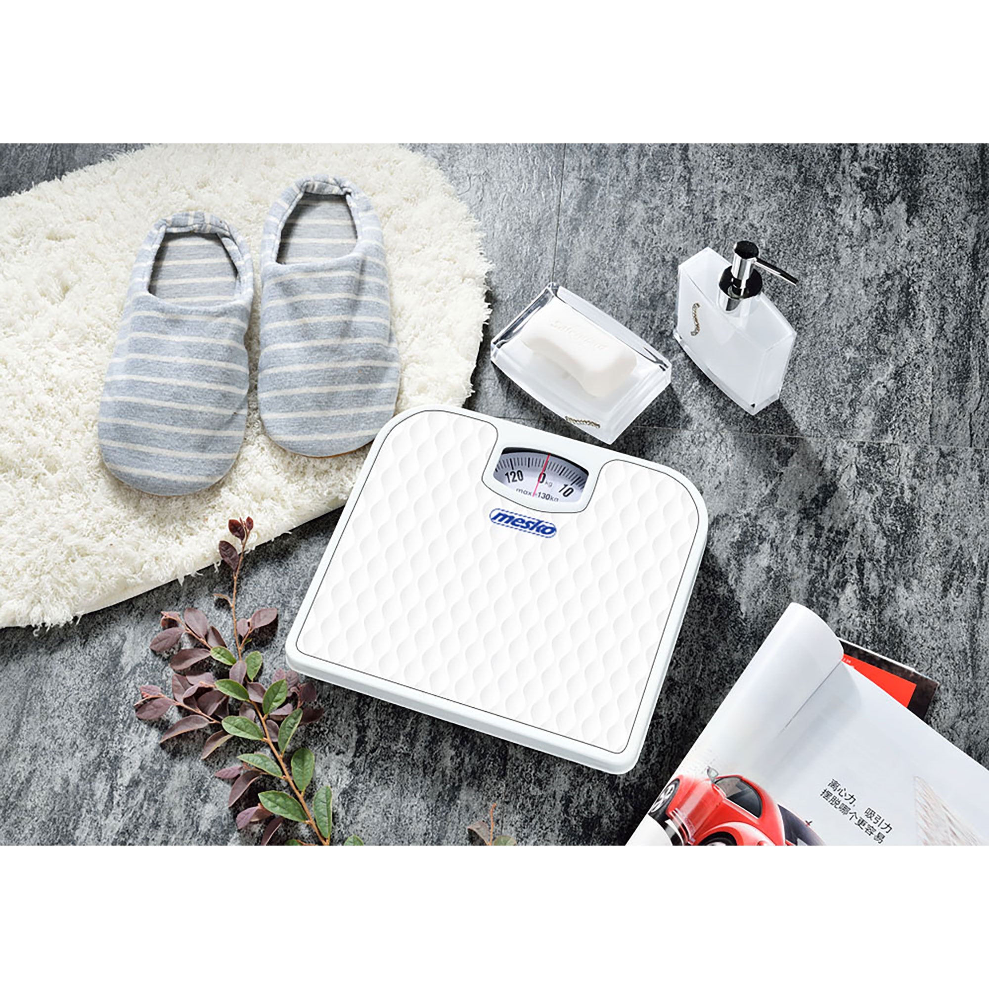 Báscula Analógica de Baño, Precisión, Mecánica, Medición hasta 130 kg, sin Pilas, Fácil Uso, Mesko, Blanco, , MS8160 - 2