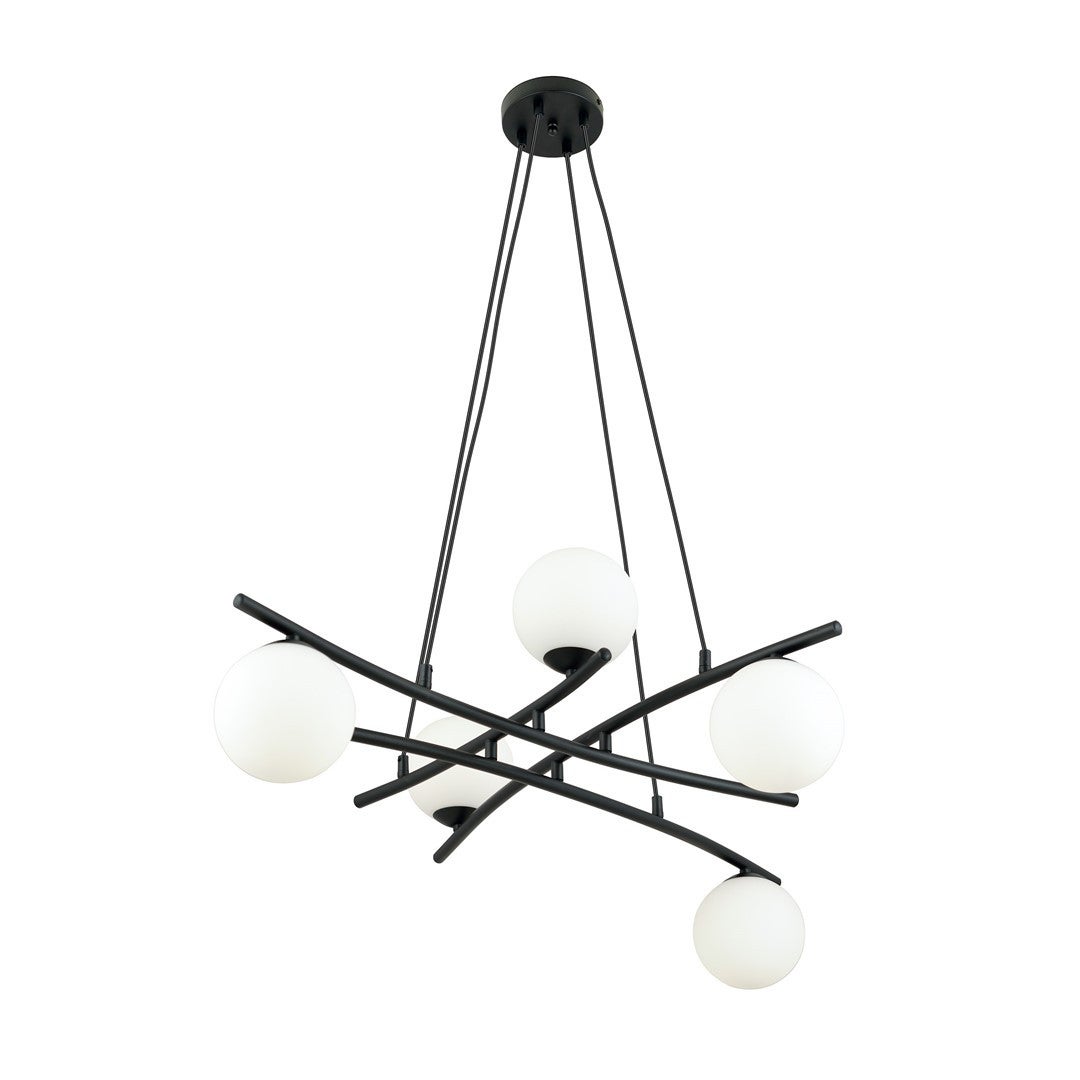 Lampa wisząca Essa czarno-biała 5xE14x10W wym: 100 x 100 x 100 cm metal Emibig
