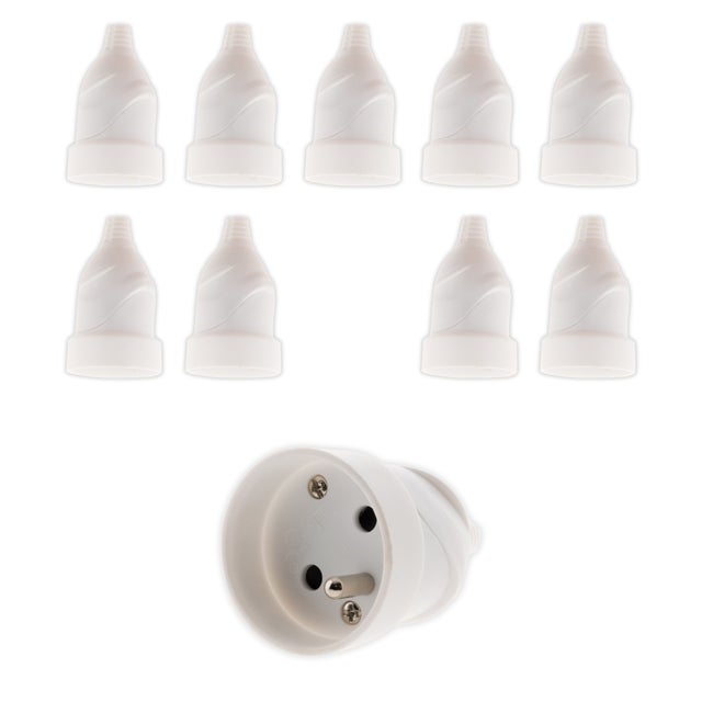Lot de 10 fiches femelles 16A 2P+T - Blanc - Zenitech