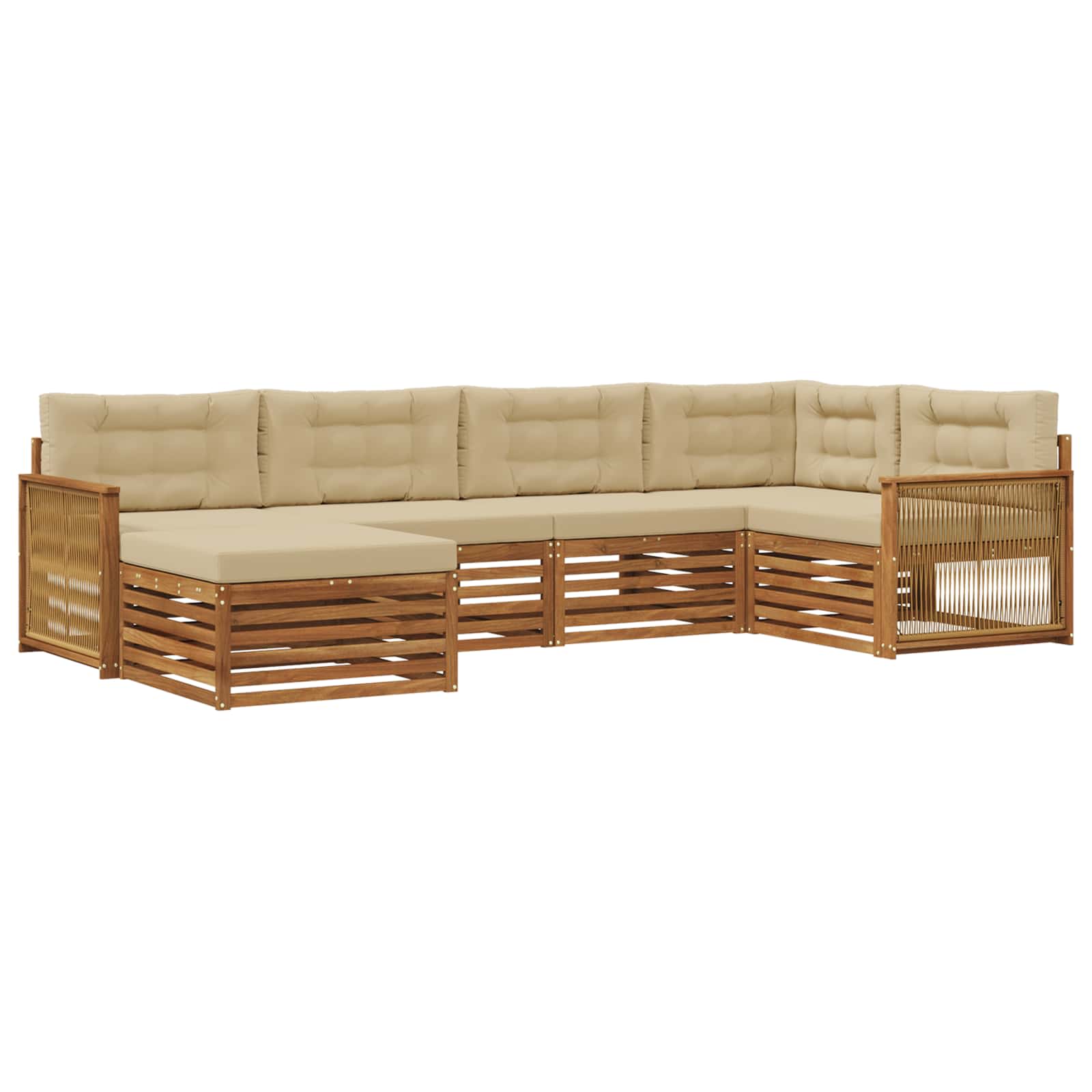 Ensemble de canapés d'extérieur 6 pièces naturel et beige - 2