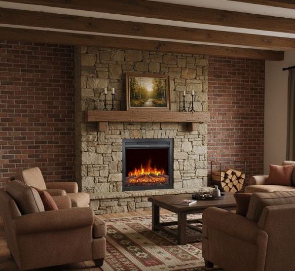 CHEMIN'ARTE - Insert électrique Oxford 2XL avec Effet flammes LED, Chauffage 2000W, programmation, télécommande - 3