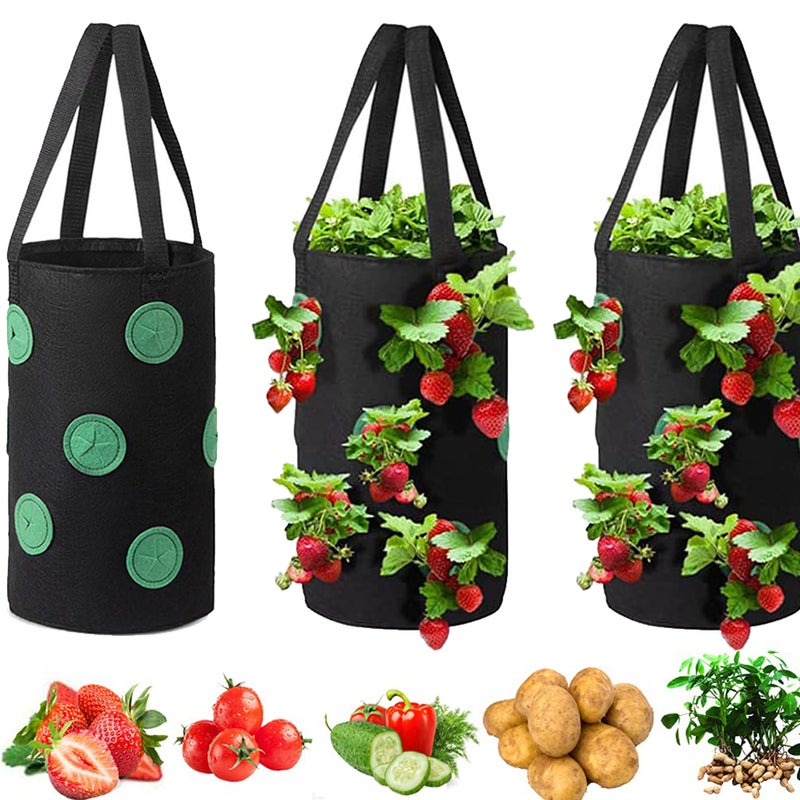 3 sztuki wiszących worków do uprawy, do sadzenia pomidorów i truskawek, donica do warzyw do góry nogami z 12 otworami do uprawy, 20x35cm
