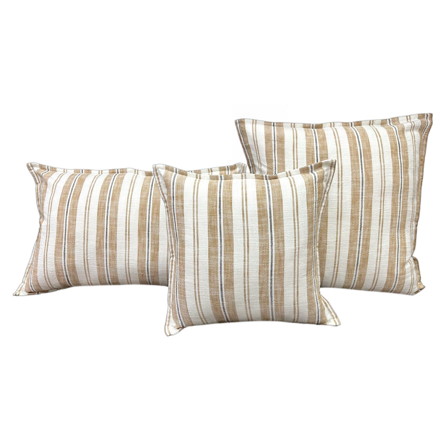 Housse de coussin recto-verso 100% coton rayures tapissier LOURMARIN - Jaune Ocre - 45x70 cm - Coton - 3