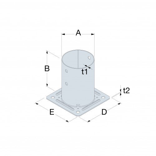 Pied poteau rond a boulonner diam 80ep 2 mm - 2