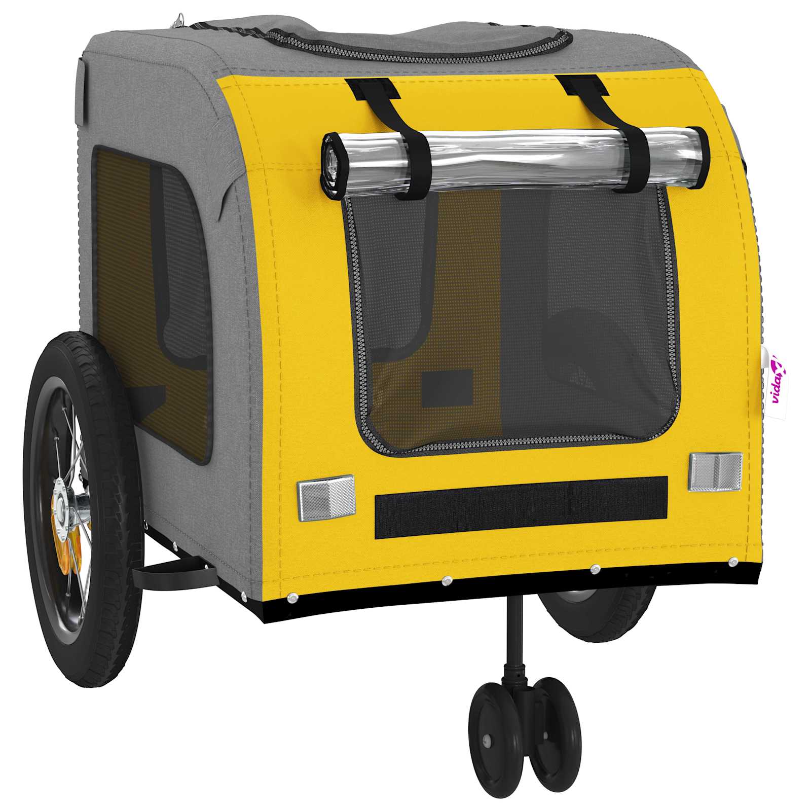 Remorque de vélo pour animaux Jaune et Gris 125 x 53 x 54 cm vidaXL - 8