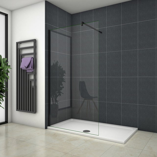 Océan paroi de douche noire 100x200cm en verre securit, paroi de douche à l'italienne + barre de fixation 140cm noire la pince tournée
