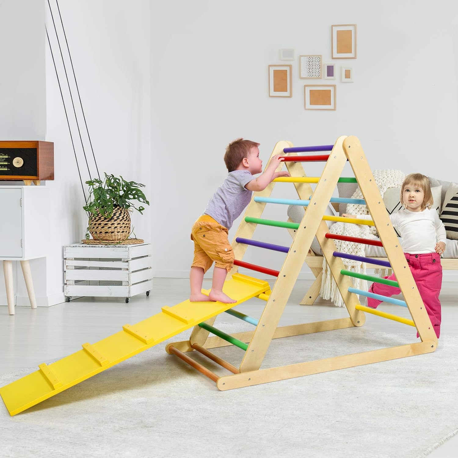 Triangle d’Escalade Enfants avec Toboggan pour Grimper et Glisser, Utilisation Jardin d'enfant ou à la Maison,50 KG pour Enfants 3Ans+ - 7
