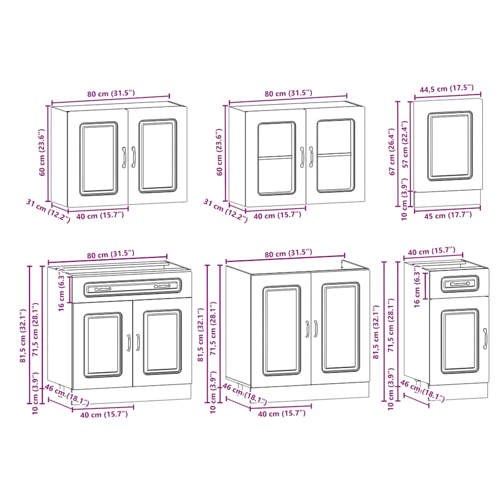 Ensemble d'armoires cuisine 7pcs Kalmar blanc bois d'ingénierie vidaXL - 7