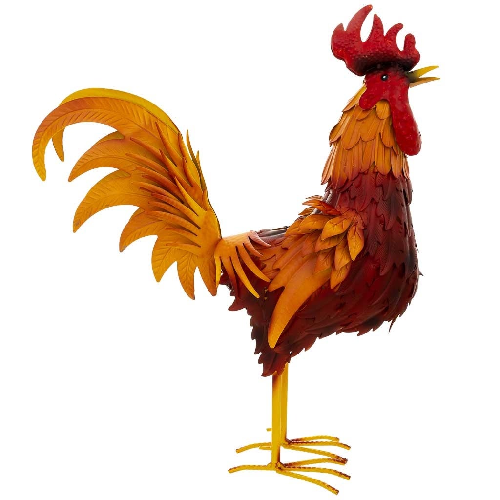 Coq décoratif en métal rouge, 41 x 16 x 54 cm (h) - 2