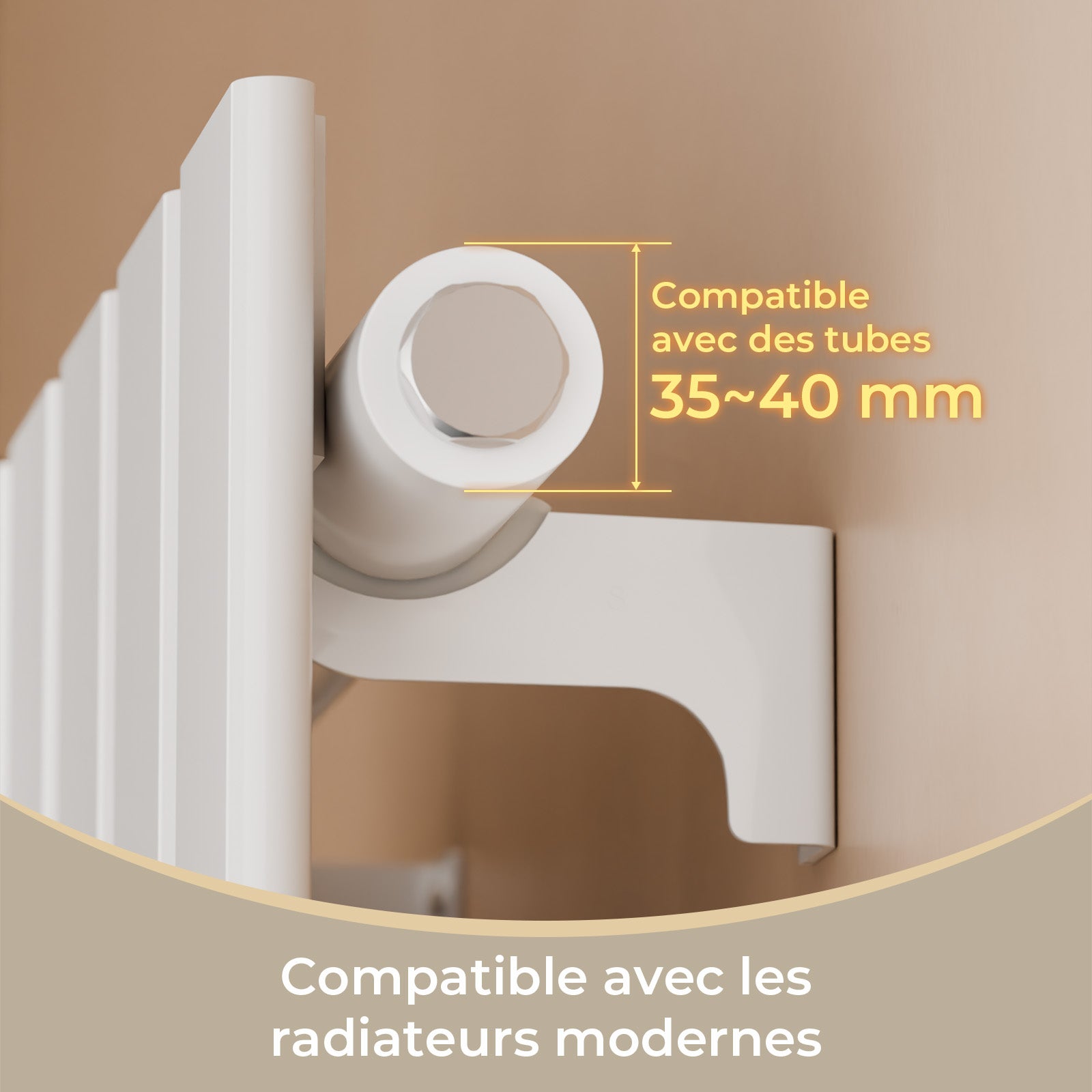 Fixations pour radiateur, blanc 48 × 88 mm pour radiateur plat, 2 pièces - 2