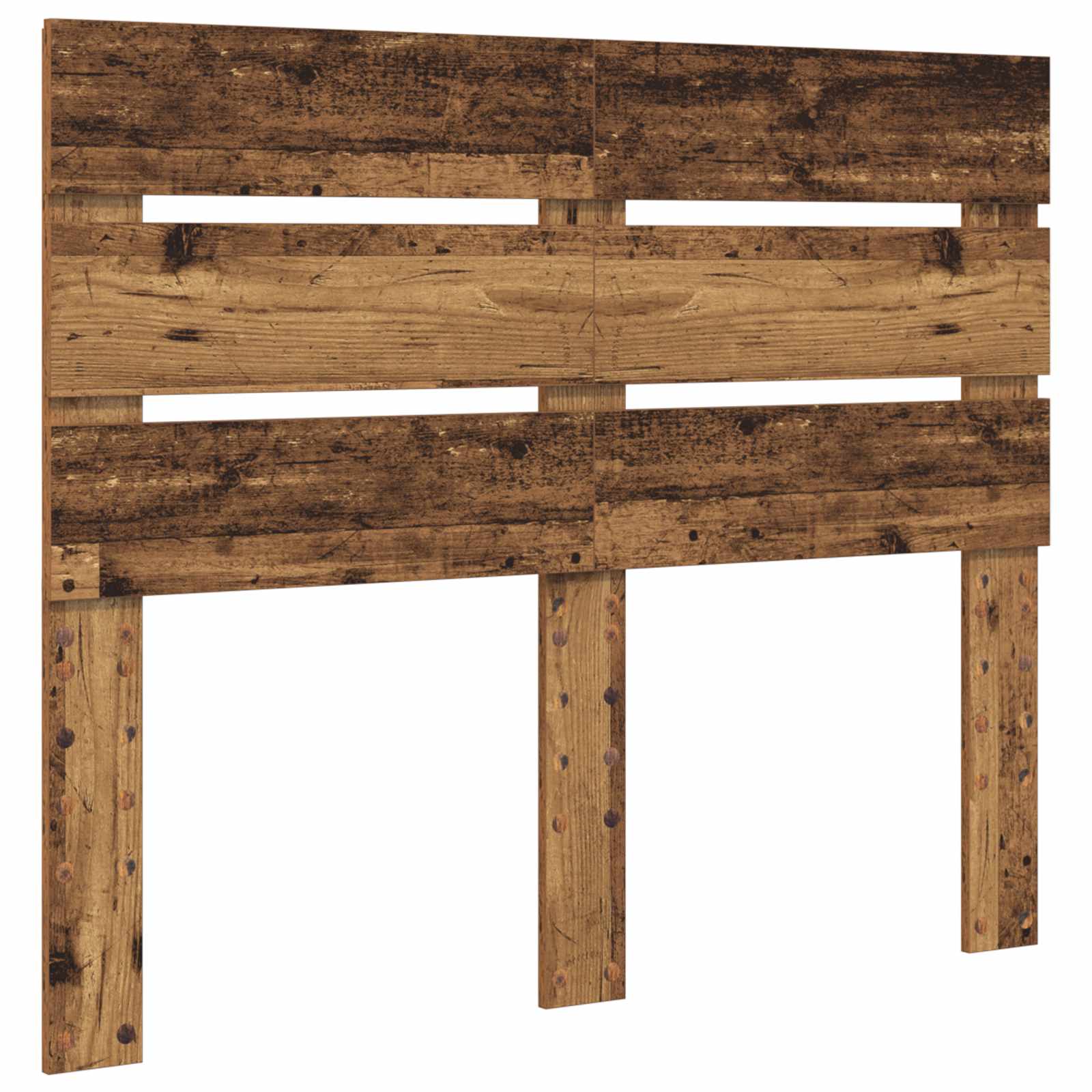 Cadre de lit, finition bois ancien, en bois de pin massif, pour la chambre, 135 × 190 cm - 6