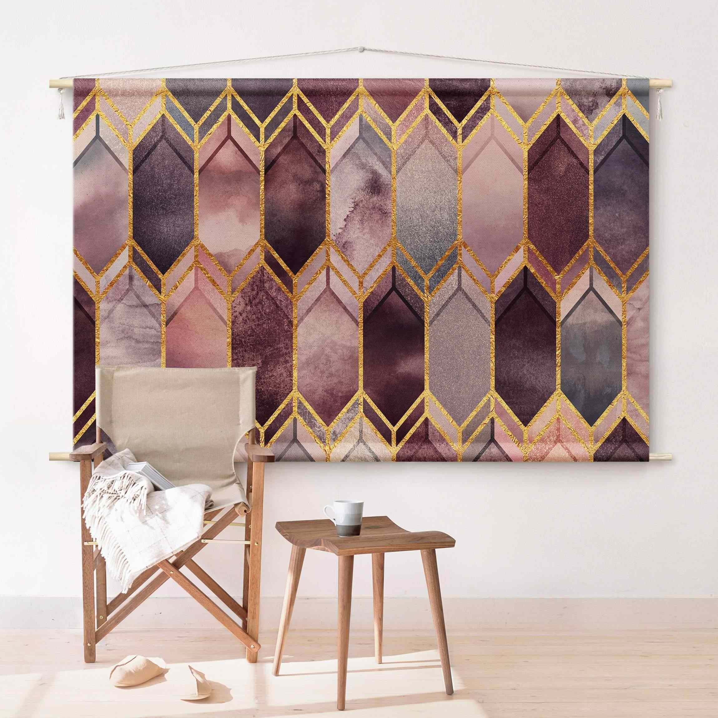 Tapiz - Stained Glass Geometric Rose Gold 185 x 125 cm | Leroy Merlin
