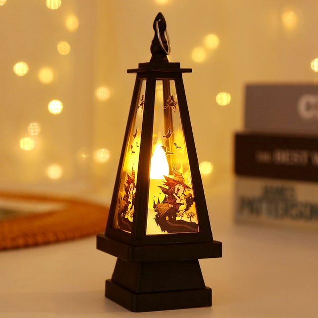 Lanternes décoratives d'Halloween : lanternes citrouilles, bougies LED, bougies scintillantes sans flamme, décorations de jardin d'Halloween