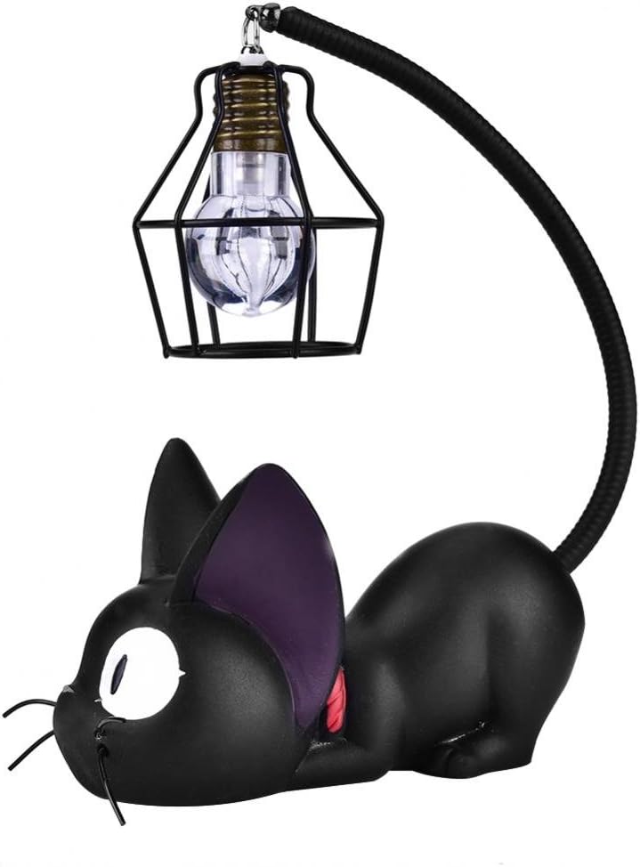 Lampka nocna Urocza lampka nocna Czarny Kot Lampa dekoracyjna żywica Rękodzieło Lampka Biurkowa do Sypialni Dekoracja Stołu Prezent