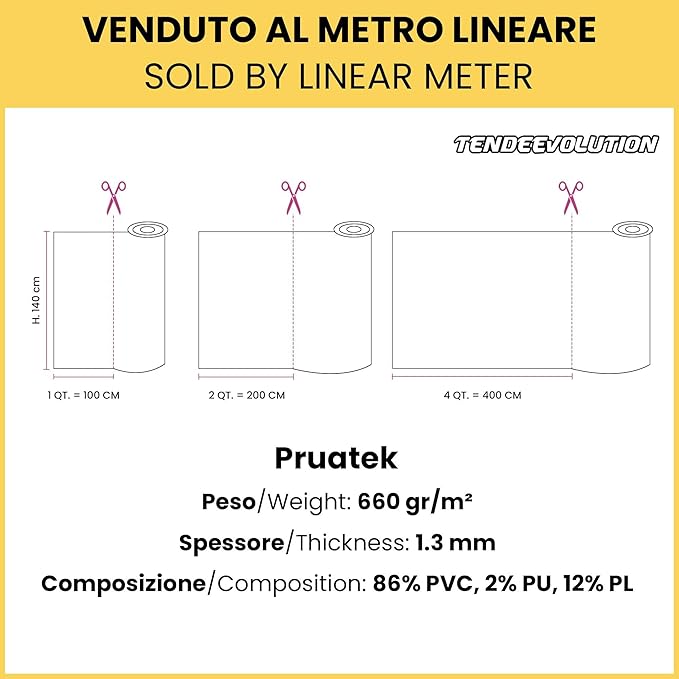 Tecido para estofos em pele sintética náutica 'PRUATEK' de alta qualidade - Cor PRETO 5533 - Suave e resistente - Vendido ao metro - H.140 - 2