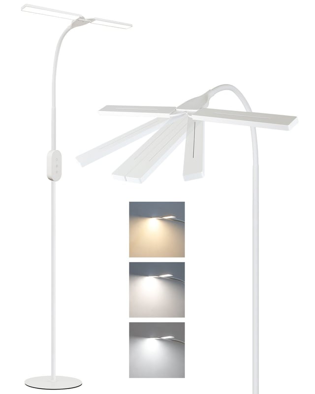 ZMH Lampa podłogowa LED Ściemnialna Lampa do czytania LED 9W Timer Pamięć Regulowana Dotykowa