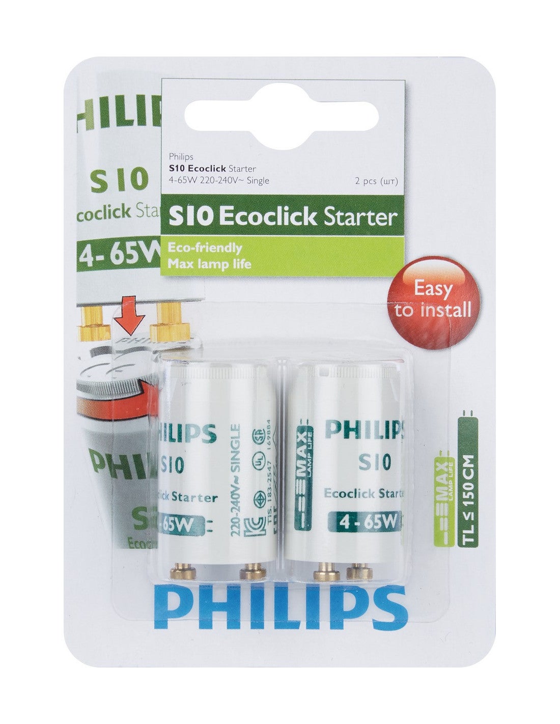 Starter Universale Philips Per Tubi Fluorescenti 4-65W - Confezione Da 10 Pezzi