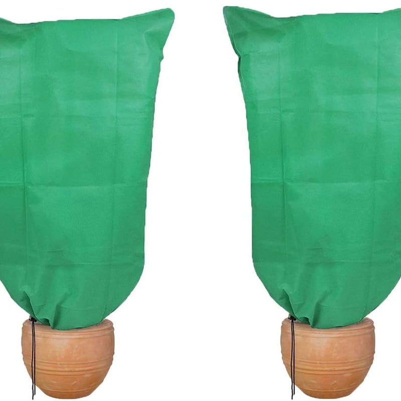 Zestaw 3 zielonych, ściąganych sznurkiem pokrowców na rośliny na zimę, 120 x 180 cm, worki chroniące przed mrozem, ciepłe pokrowce na krzewy i drzewa