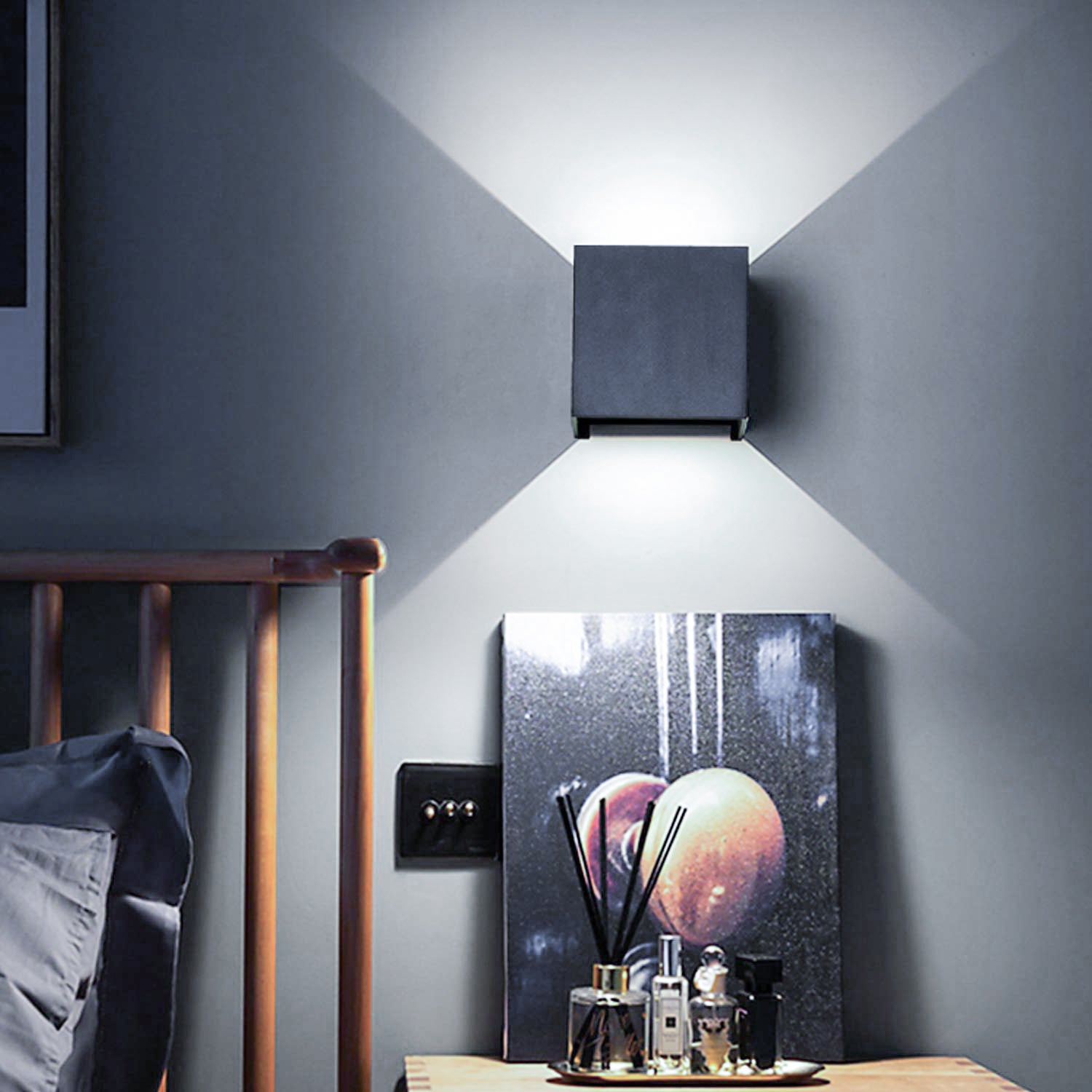 1 Uds. Aplique de pared interior, aplique de pared LED moderno de aluminio, luz de montaje en pared cableada arriba y abajo, blanco - 2