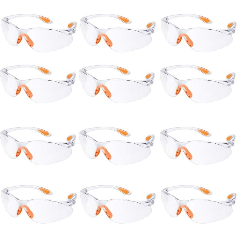 Lot de 12 Lunette de Sécurité Lunettes de Protection Travail avec