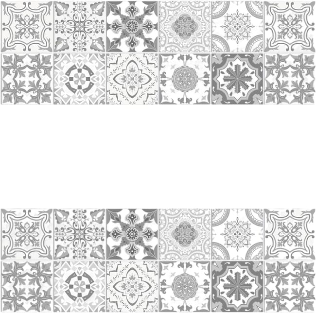 (Szary 20 cm x 20 cm x 24 sztuki) Samoprzylepna naklejka ścienna z wzorem mandali, wodoodporna, z PVC, dekoracja ścienna do kuchni
