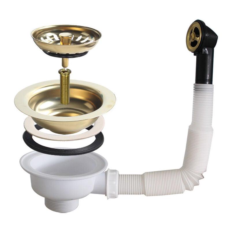 Bonde à panier en acier inoxydable pour éviers à une cuve, diamètre 114 mm, avec trop-plein rond - 2