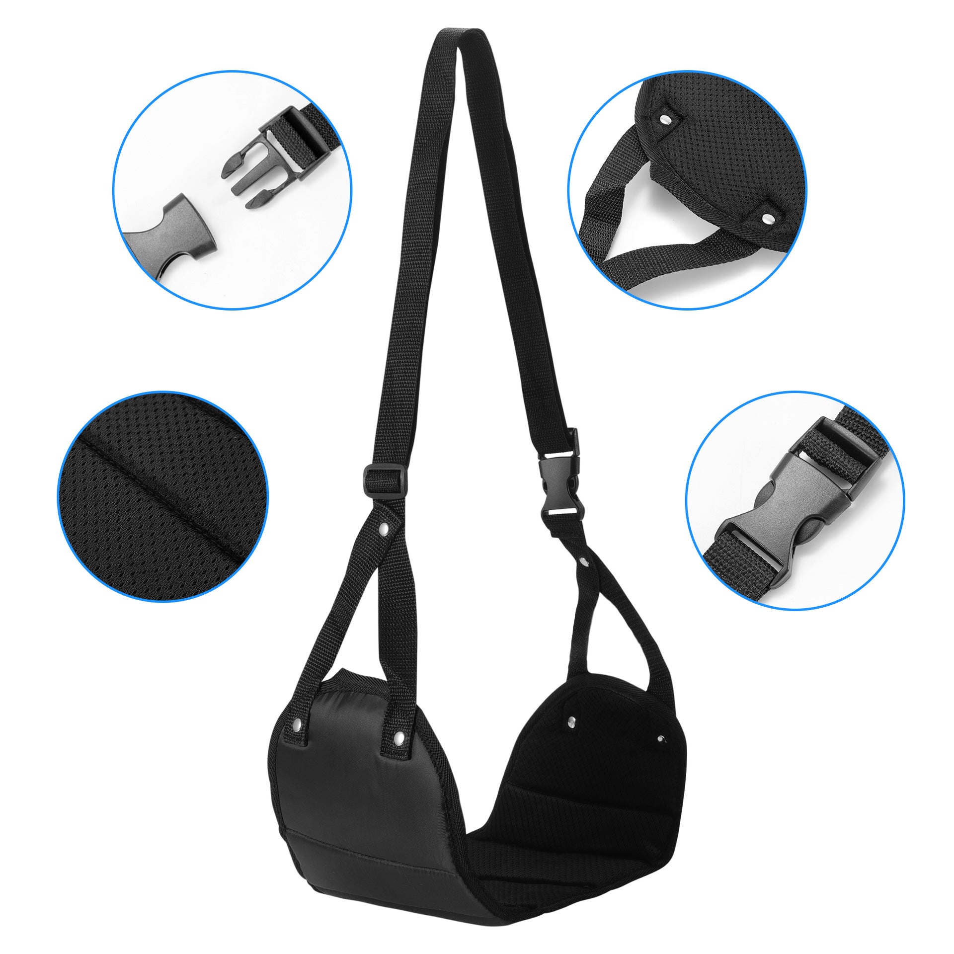 2 Amaca Poggiapiedi Da Viaggio Per Aereo – Pieghevole In Tessuto Rete, Con Tasche, Blu E Rosa, Per Comfort In Volo, Ufficio E Treno - 3