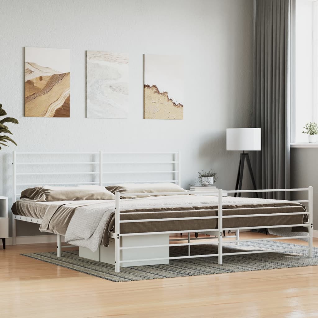 Cadre de lit sans matelas avec tête de lit en métal noir 183x213 cm