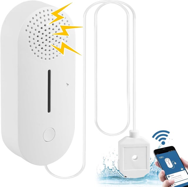Détecteur d'eau avec Alarme Wi-FI Et Capteur de Niveau d'eau, 100 DB, Compatible avec L'application Tuya Smart Life