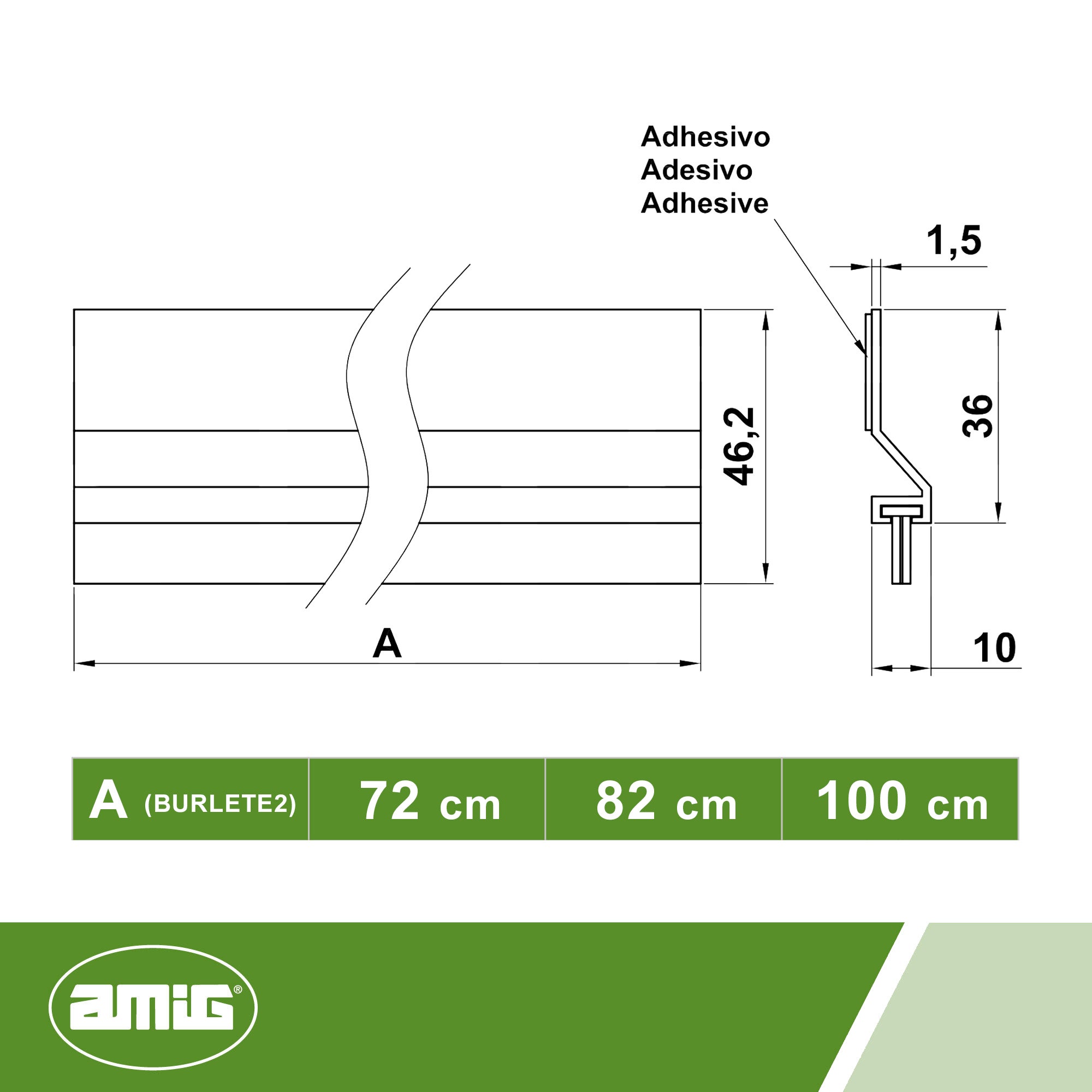 Amig - Burlete para puertas de entrada o de paso | Burlete adhesivo de sobreponer | Cepillo de pelo | Lámina de plástico entre la escobilla | 82 cm | - 5