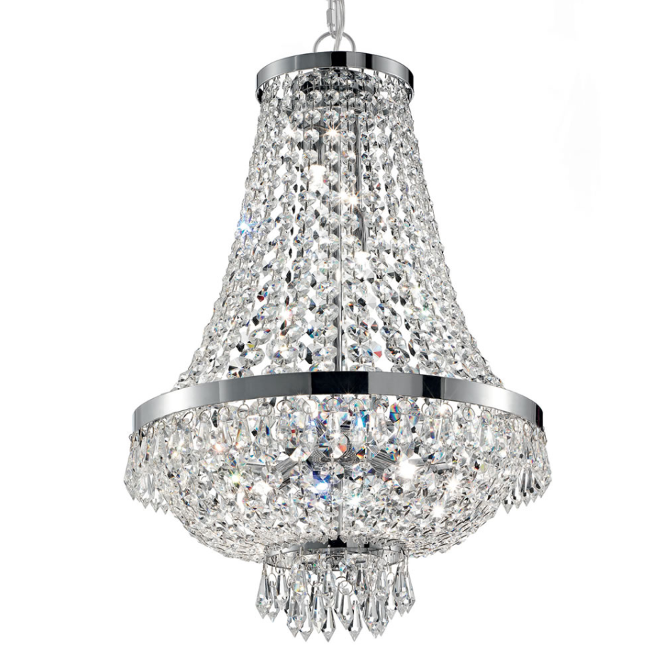 Ideal Lux  Suspension Chromée En Cristal Caesar 12 Ampoules , Leroy Merlin