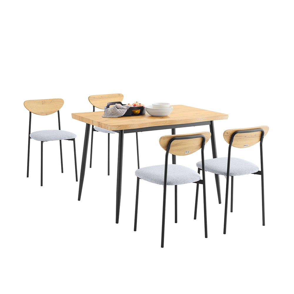 SoBuy Zestaw Stołu Jadalnego z Krzesłami 110x70x76 cm Czarny MDF OGT52-N