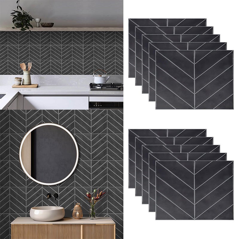 Panel Ścienny 3D Romb Czarny - 5 Szt. Wodoodpornych z Geometrycznym Wzorem Diamentu do Nowoczesnej Kuchni