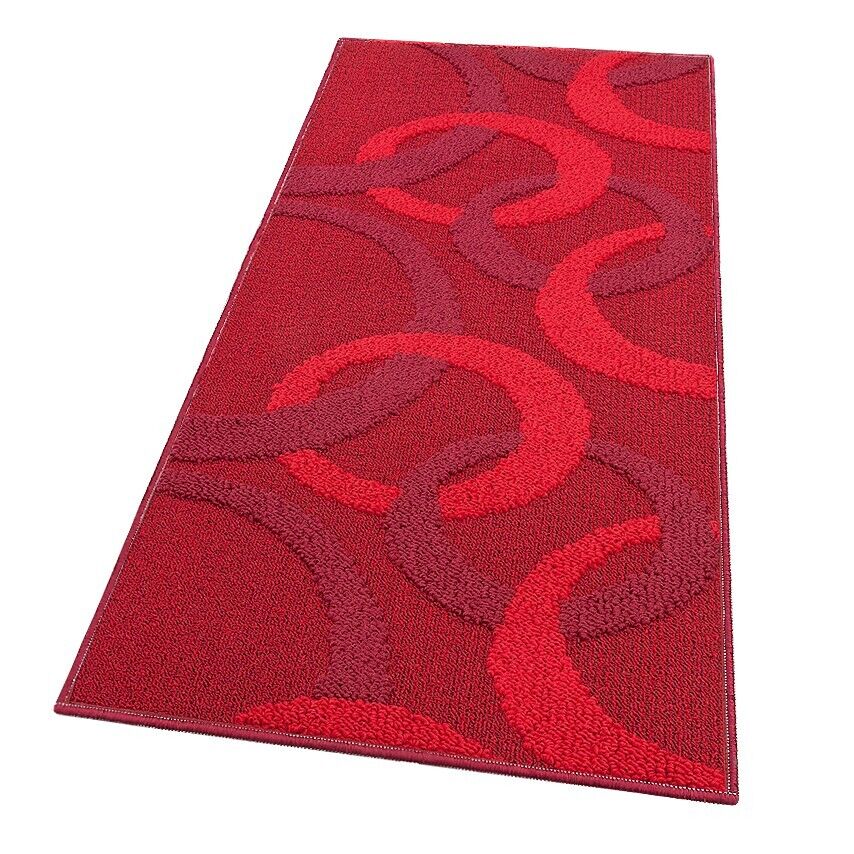 Dywanik Kuchenny 57x280 Cm Trójwymiarowy Okręgi 3D Absorbent Miękki Nowoczesny Antypoślizgowy Burgundowy