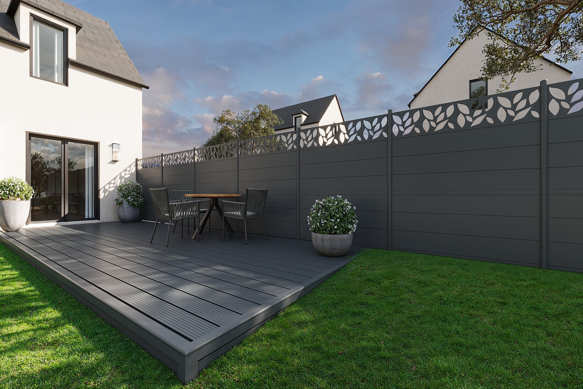 Kit complet clôture aluminium - 10 panneaux complets - 18 x 1,80 m - Prêt à poser - Anthracite - 8