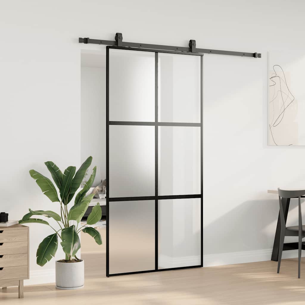 Puerta corredera herrajes negro 102,5x205 cm vidrio templado vidaXL - 4