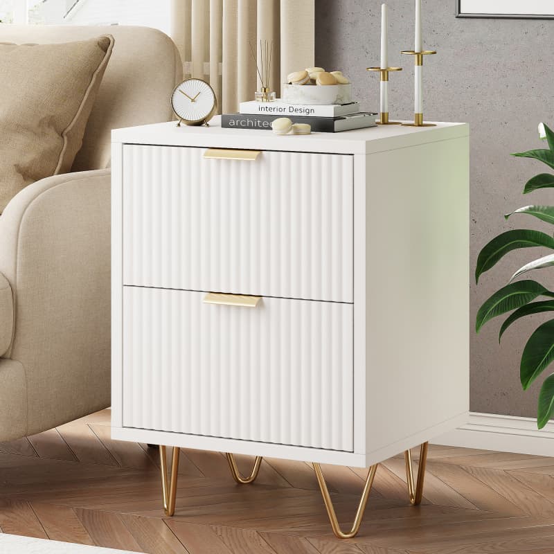 Lot De 2 Table de Chevet, Table de Nuit avec 2 tiroir en Bois Moderne pour Chambre à Coucher, Salon - 2