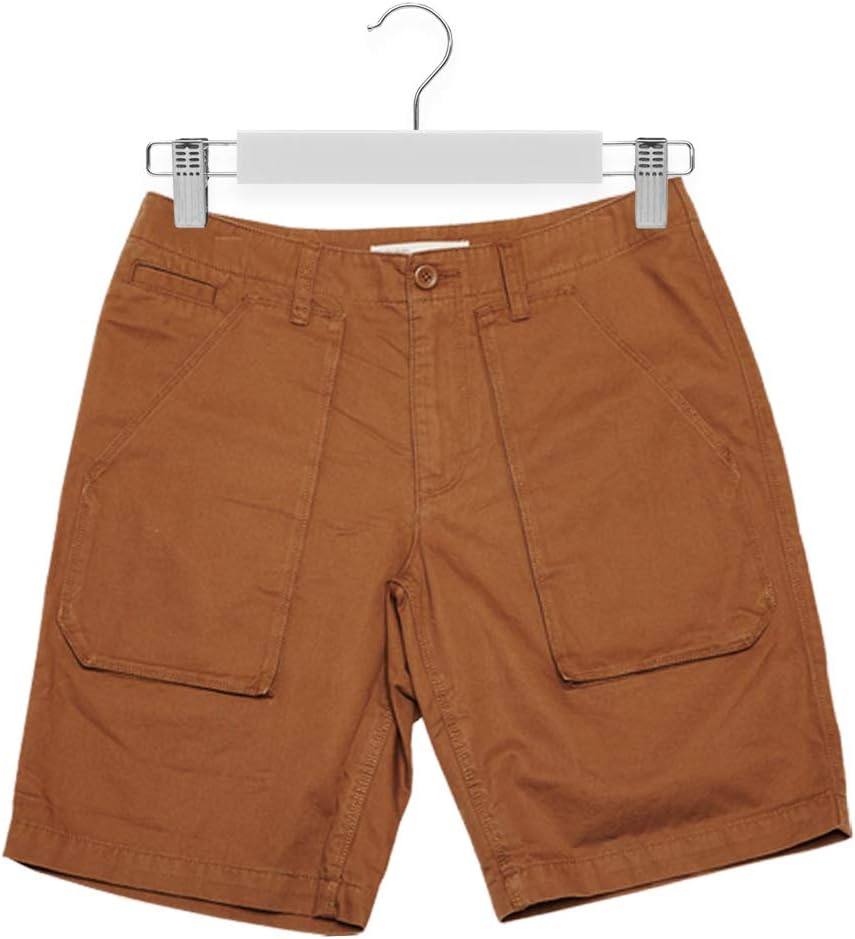 Cintre en bois massif pour jupes, pantalons et jeans, couleur naturelle, avec pinces réglables et crochet pivotant (24 unités, blanc) - 6